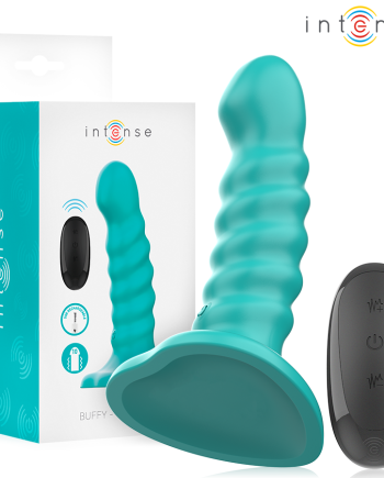 INTENSE - VIBRATORE BUFFY TAGLIA S DESIGN A SPIRALE 10 VIBRAZIONI TELECOMANDO BLU