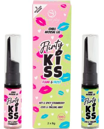 SECRETPLAY - GEL PER BACI CIVATRICI CON EFFETTI SESSUALI ORALI FRAGOLA E MENTA 2 x 8 GR