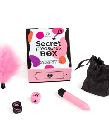 SECRET PLAY - PLEASURES BOX PER COPPIE: DADI + PROIETTILE VIBRANTE + PENNA CON PIUMA