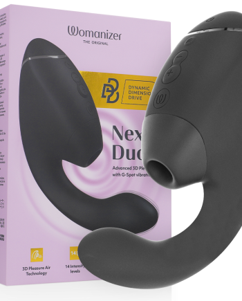 WOMANIZER - DUO NEXT STIMOLATORE DOPPIO CLITORIDEO E PUNTO G NERO