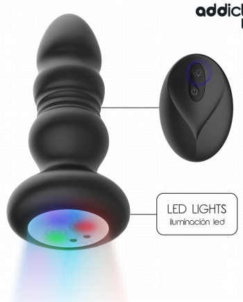 ADDICTED TOYS - TAPPO ANALE ROTANTE E VIBRANTE, LUCE LED, TELECOMANDO